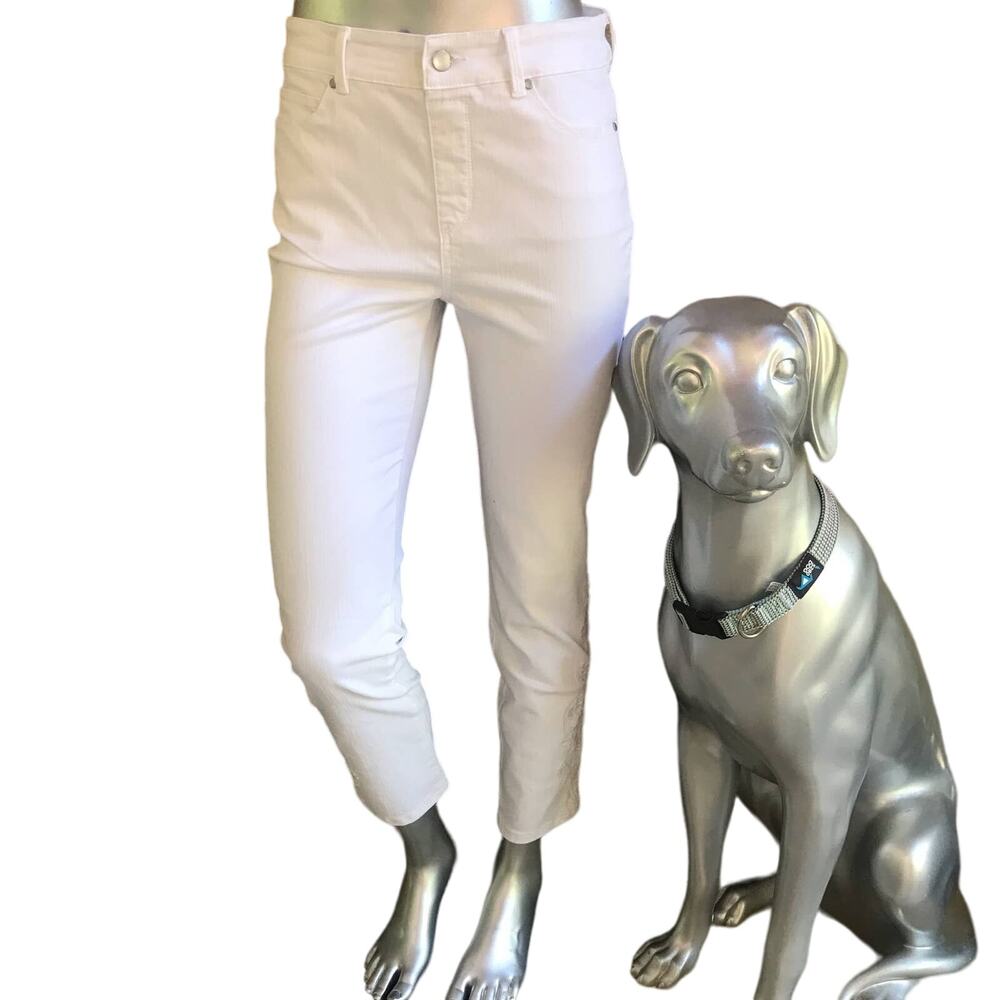 Soft Surroundings Beaded Embellished White Jeans Style 2CC02 Women's Size Small